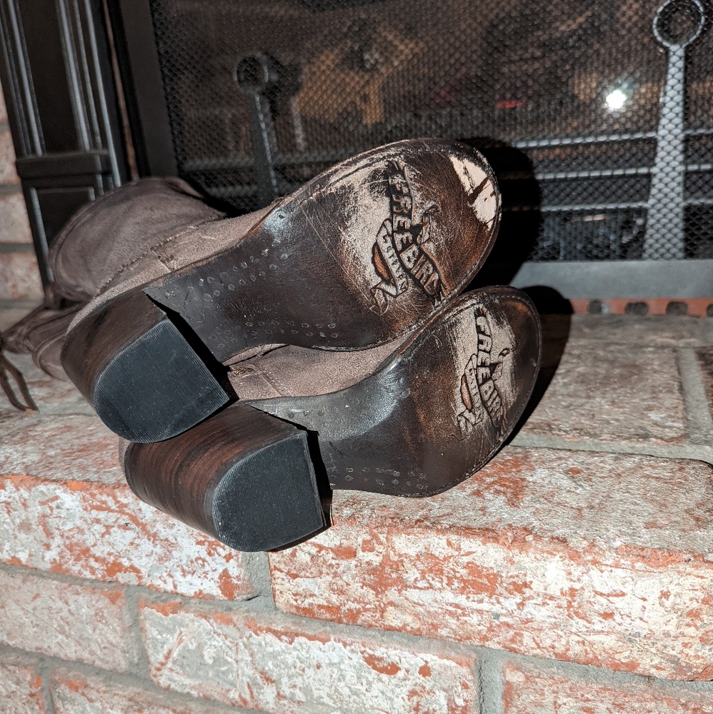 FreeBird Brock Over the Knee Gray/ Brown Suede Boots - Picture 7 of 10